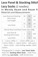 Knitting Pattern - Wendy 5936 - Roam 4 Ply - Lace Panel & Stocking-Stitch Socks